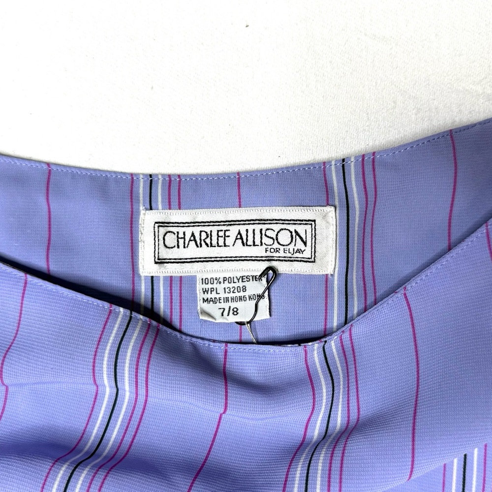 Vintage Charlee Allison Lilac Long Sleeve Dress with Ruffle Details Size 7/8 - Picture 8 of 9